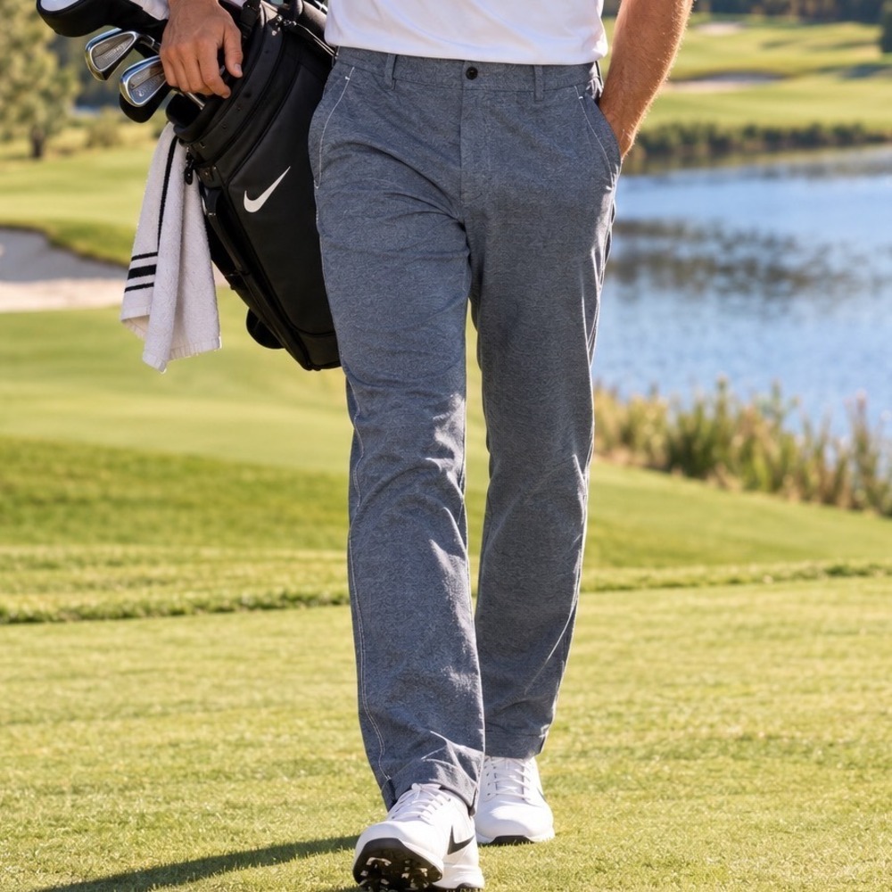 Nike Golf Dri-FIT Mens Blue Heathered Flat Front Pants 32 418578-010 D1